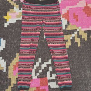 Mossimo Supply Co. Fair Isle Style Sweater Leggings, Pink/Green Geometric, L